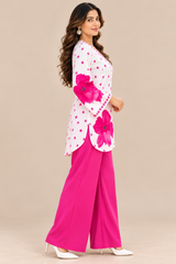 Ethnic Charm with Women’s Stylish Printed Pink Co-ord Set