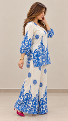 Women Stylish Blue Printed Co-ord Set