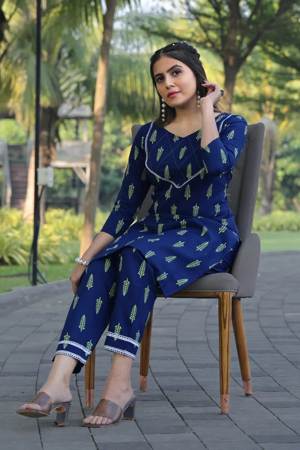 Navy Blue Women Printed Co-Ord Set