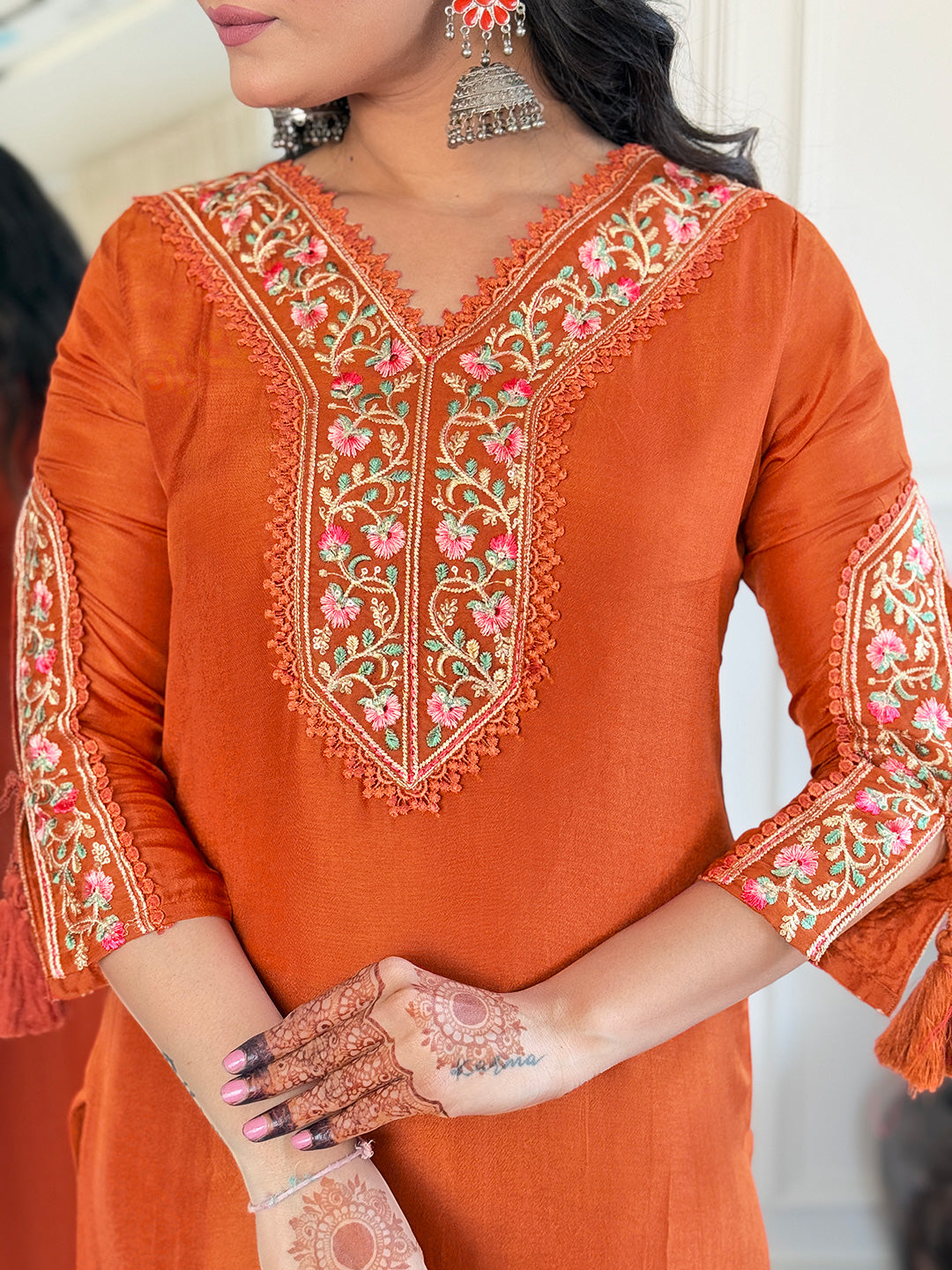 Kesari Noor Embroidered Kurta Set with Jacquard Dupatta