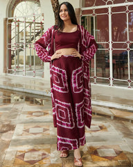 Wine Waves Shibori Co-ord Set