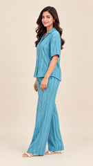 Premium Pure Viscose Natural Crepe Co-ord Set - Seafoam Teal