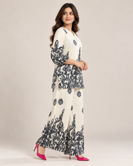 Women Stylish Navy Blue Printed Co-ord Set