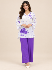Ethnic Charm with Women’s Stylish Printed Purple Co-ord Set