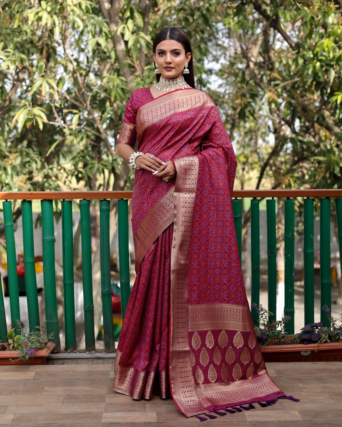 Magenta color soft cotton silk saree with zari weaving work