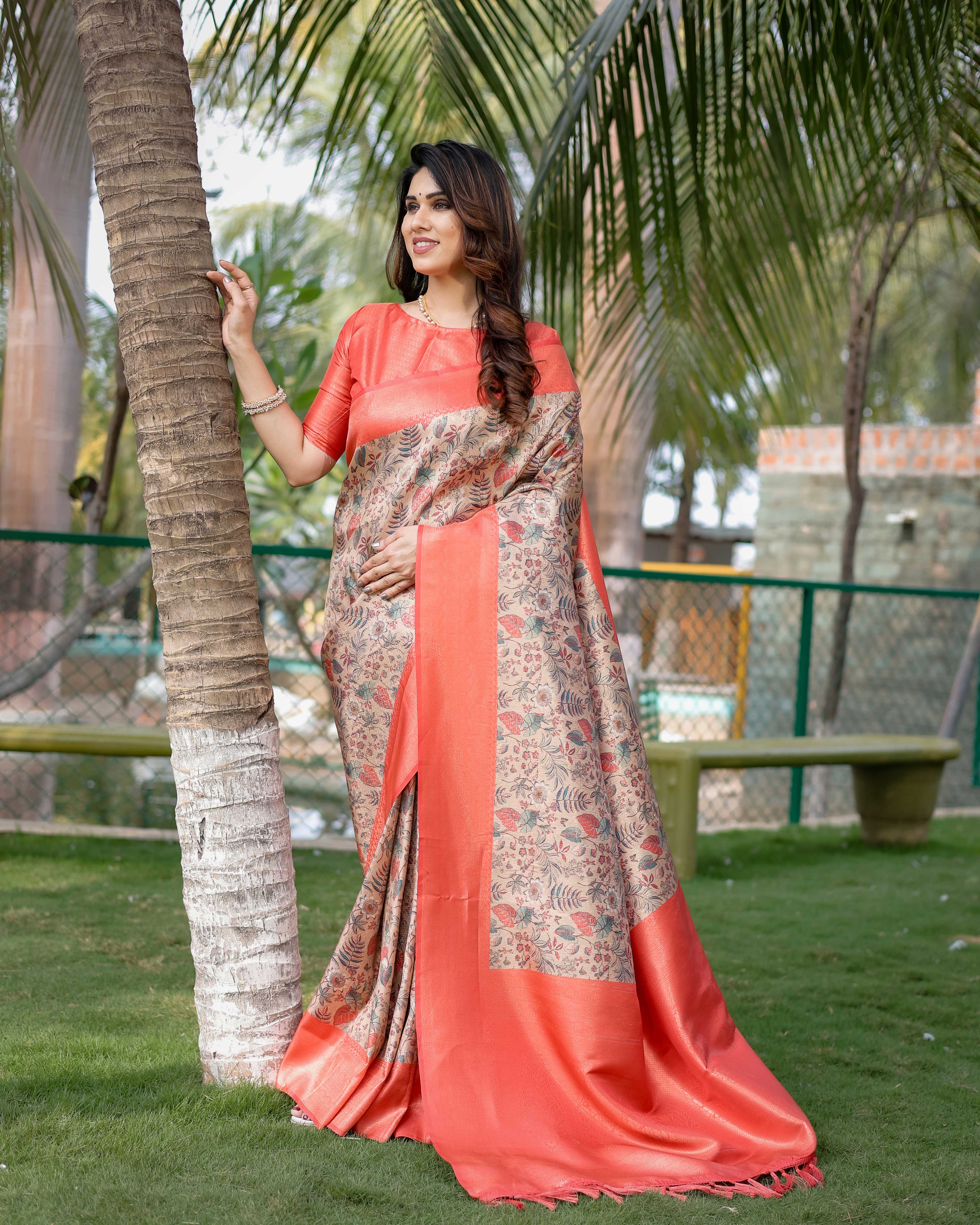 GORGEOUS SOFT BANARASI SILK ORANGE SAREE