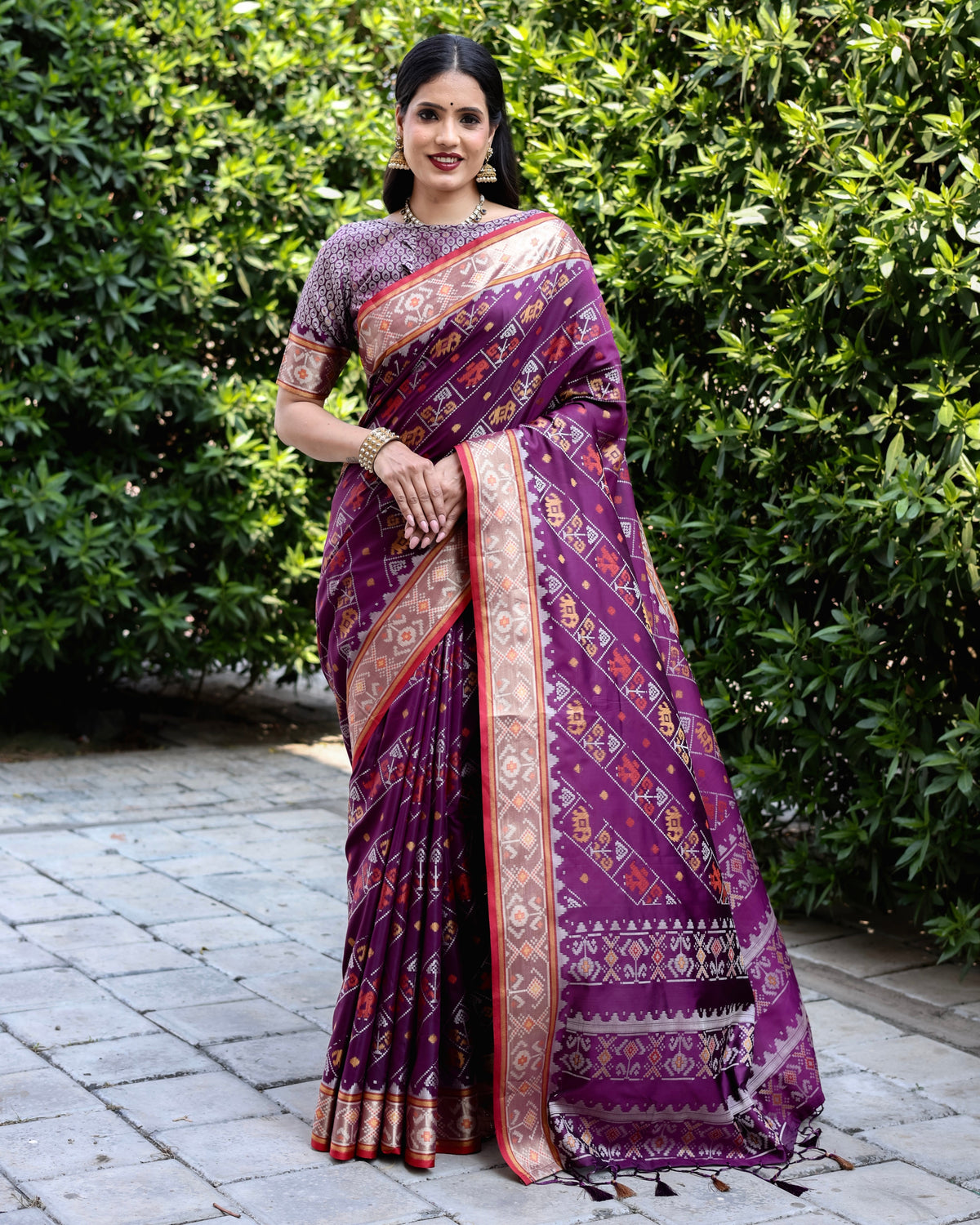 Purple Reception Patola Silk Trendy Saree