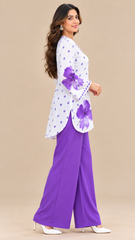 Ethnic Charm with Women’s Stylish Printed Purple Co-ord Set