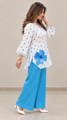 Ethnic Charm with Women’s Stylish Printed Blue Co-ord Set