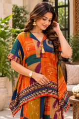 Premium Pure Gaji Cotton Co-ord Set – Comfortable Wear for Women Orange