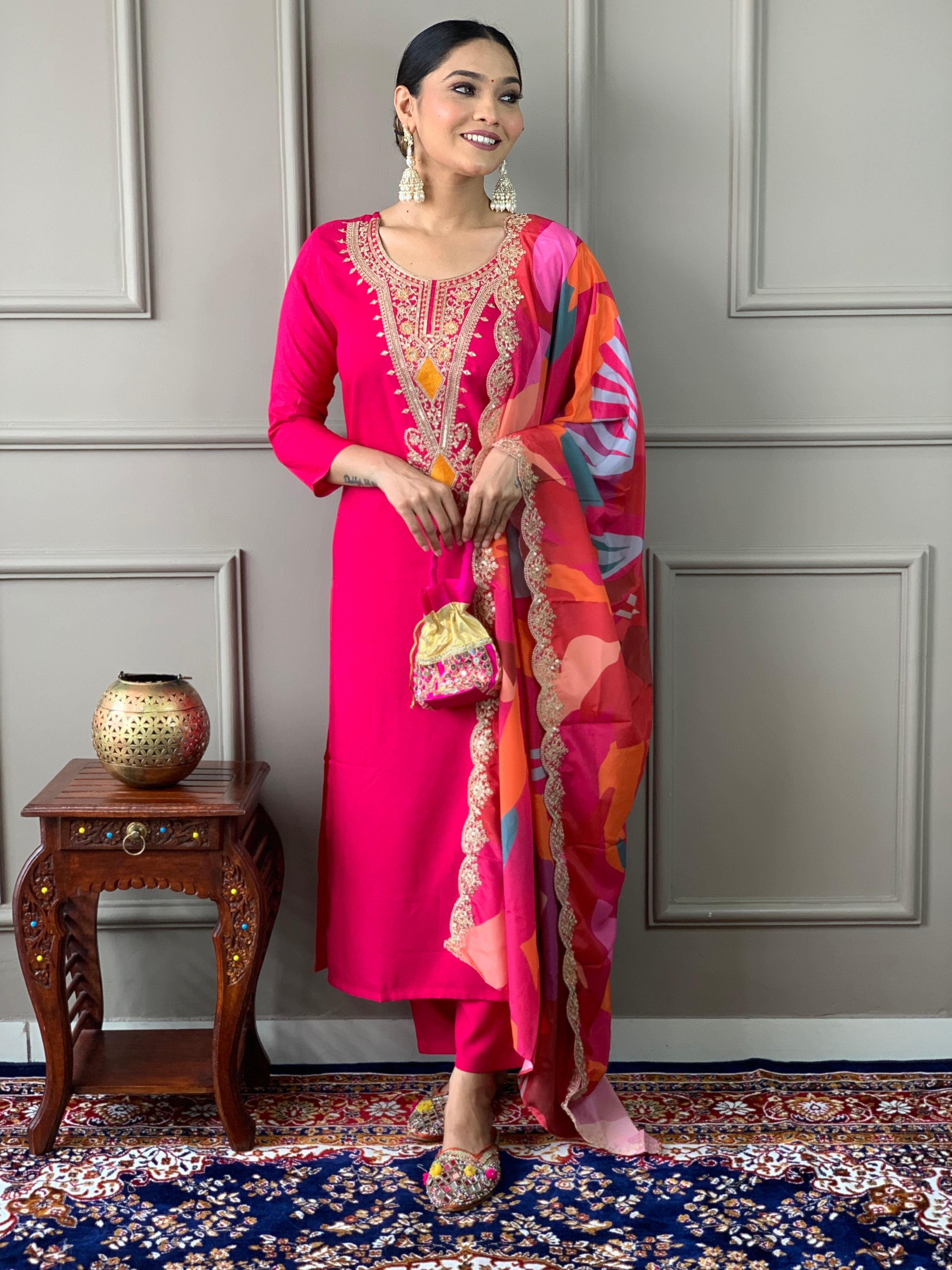 Gulnaar Rani Embroidered Kurta Set with Printed Dupatta