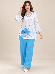 Ethnic Charm with Women’s Stylish Printed Blue Co-ord Set