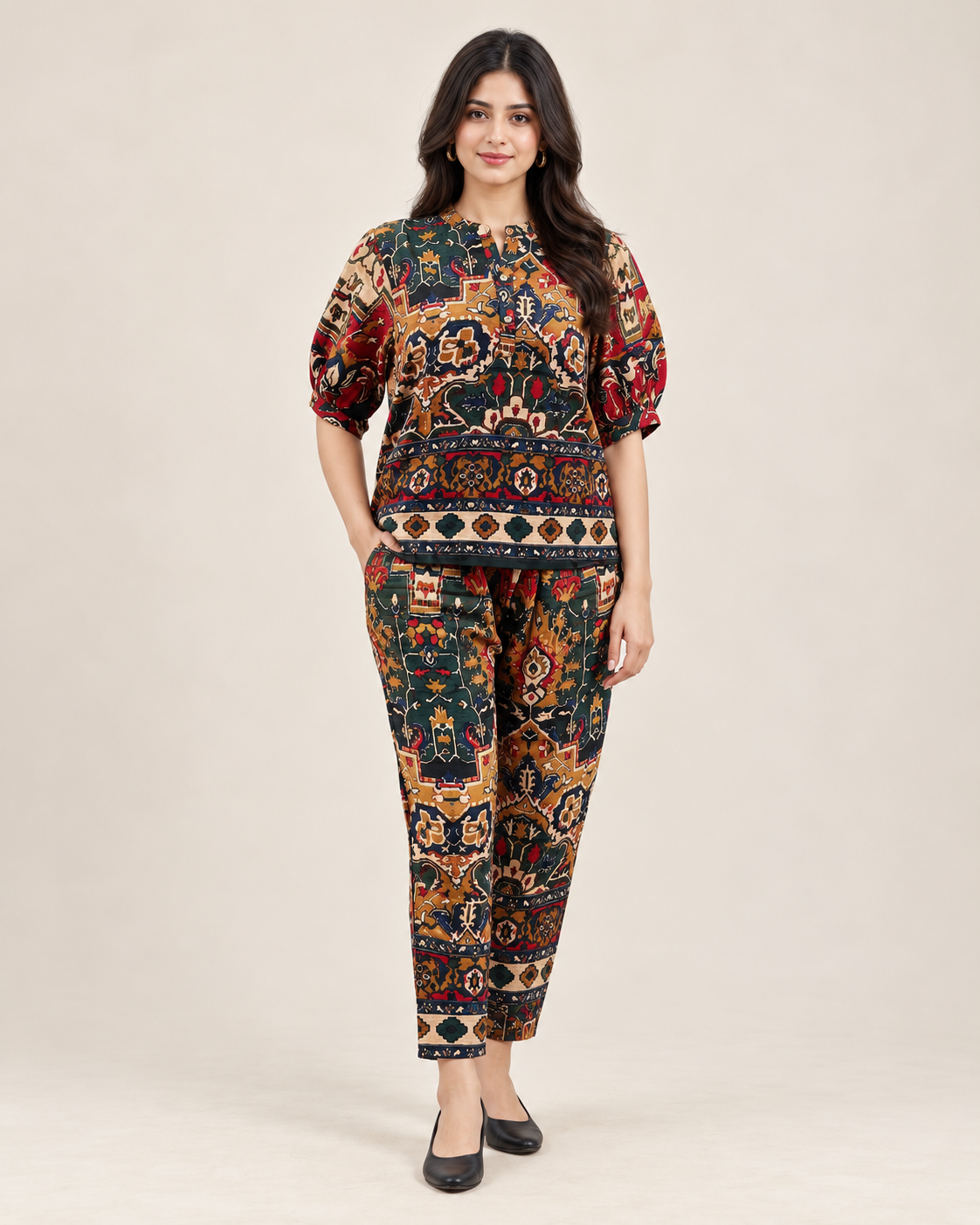 Printed Asymmetric Top With Palazzo Set