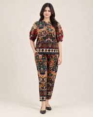 Printed Asymmetric Top With Palazzo Set