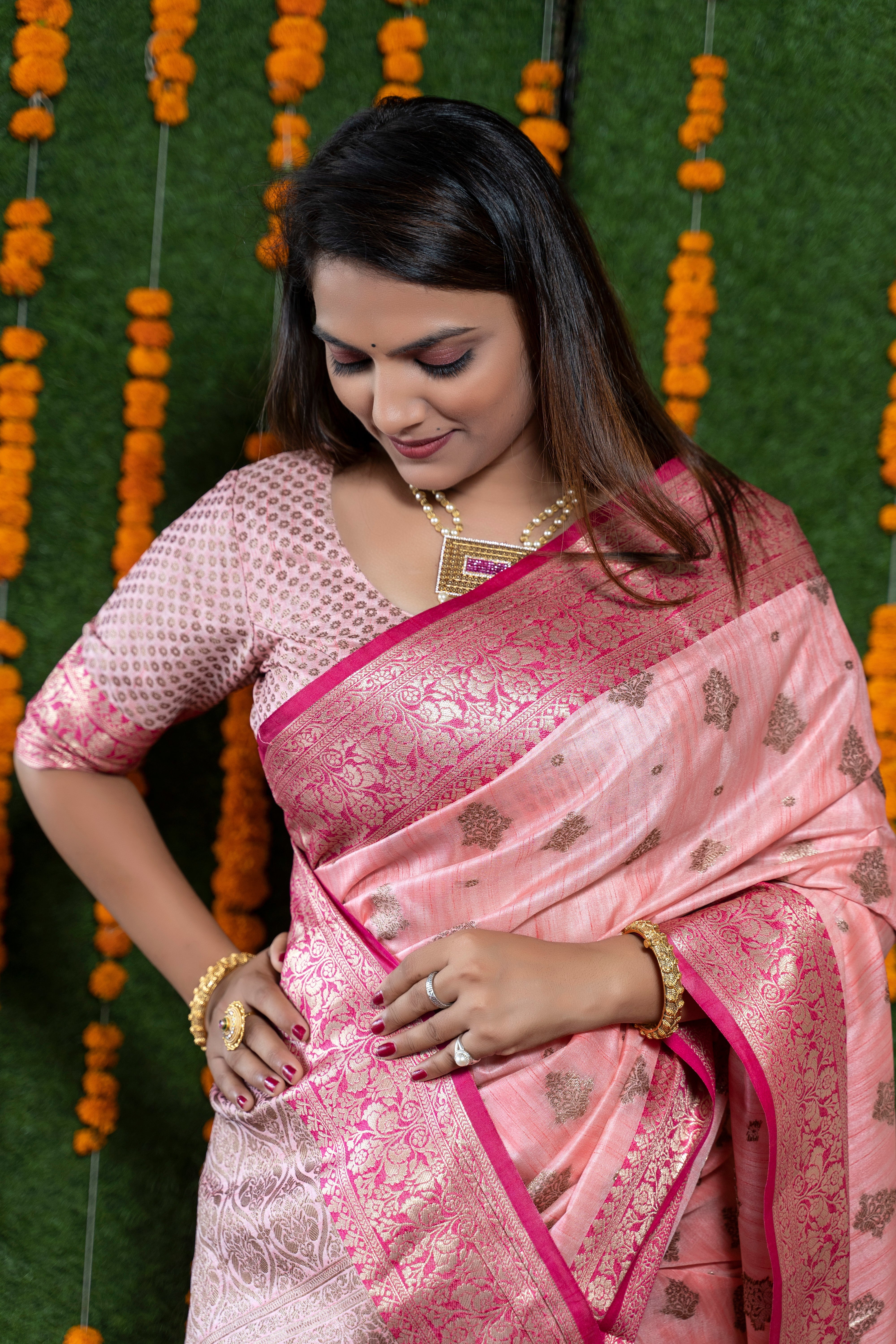 Self Design Paithani Pure Silk Pink Saree