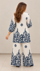 Women Stylish Navy Blue Printed Co-ord Set
