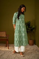 Olive Heritage Ethnic Motif Cotton Kurta