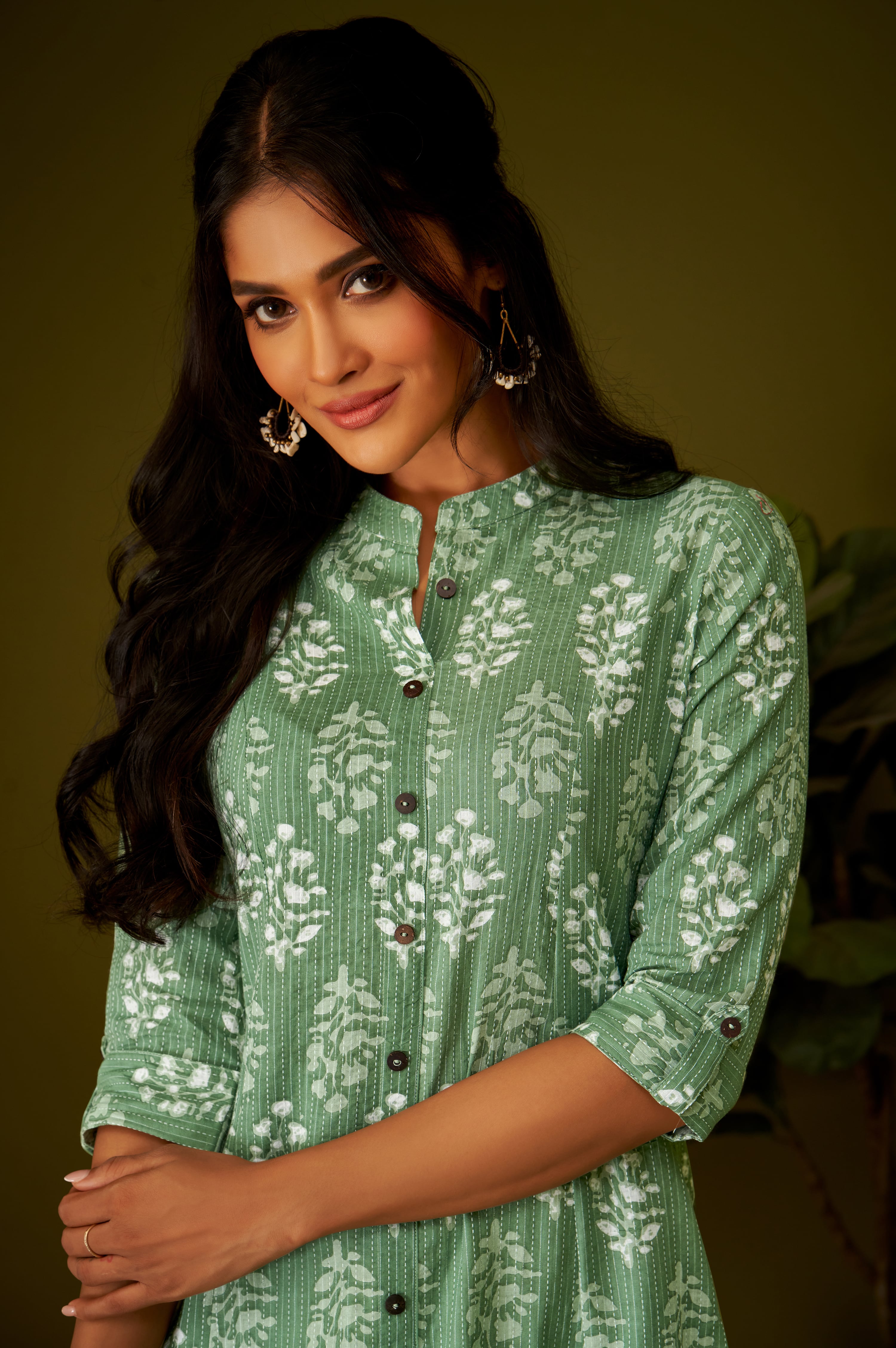 Olive Heritage Ethnic Motif Cotton Kurta