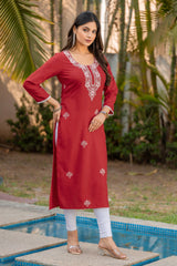 Ruby Chikankari Embroidered Kurta
