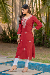 Ruby Chikankari Embroidered Kurta