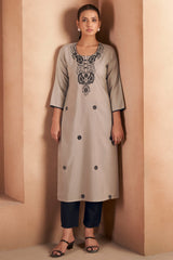 Mocha Chikankari Embroidered Kurta