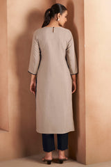 Mocha Chikankari Embroidered Kurta