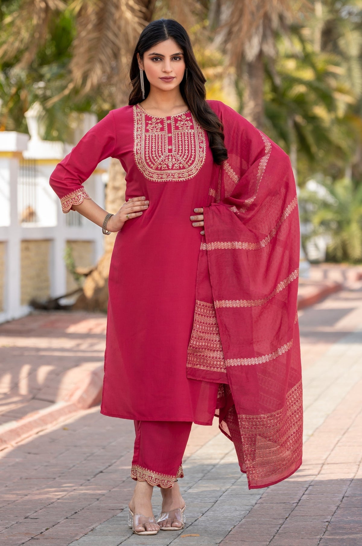 Blush Royale Embroidered Chanderi Kurta Set