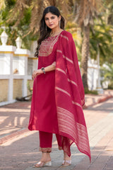 Blush Royale Embroidered Chanderi Kurta Set