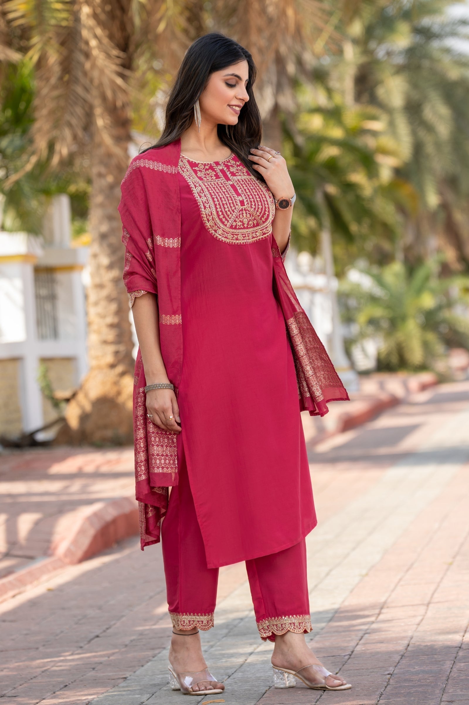 Blush Royale Embroidered Chanderi Kurta Set