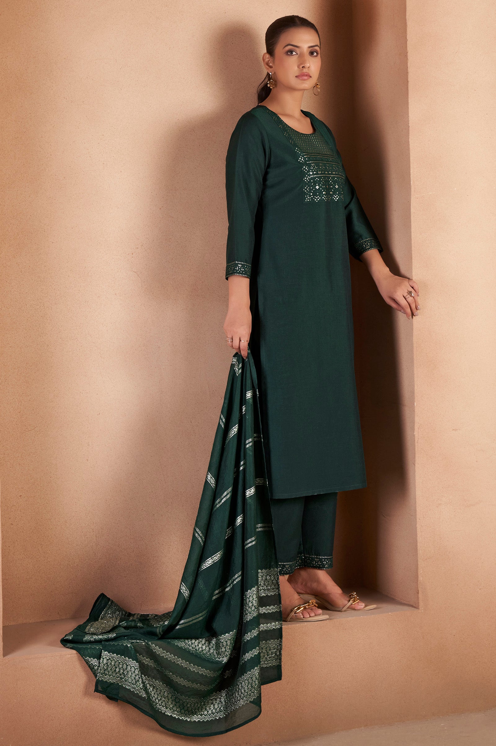 Emerald Royale Sequined Kurta Set