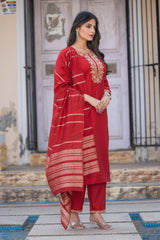 Ruby Royale Embroidered Kurta Set