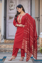 Ruby Royale Embroidered Kurta Set