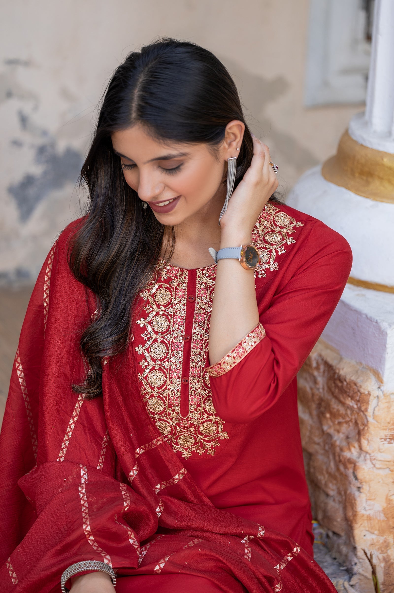 Ruby Royale Embroidered Kurta Set