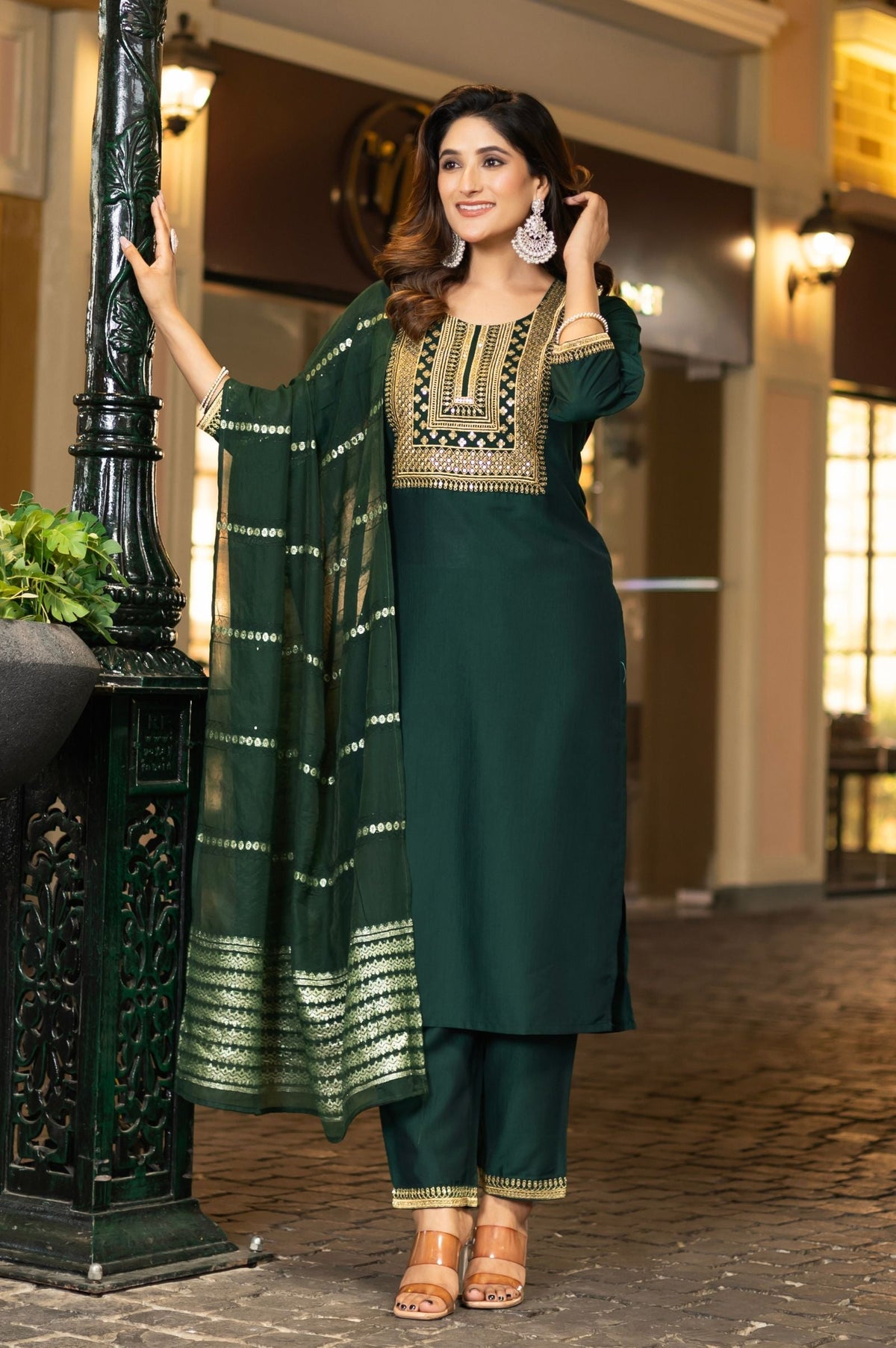 Emerald Royale Embroidered Kurta Set