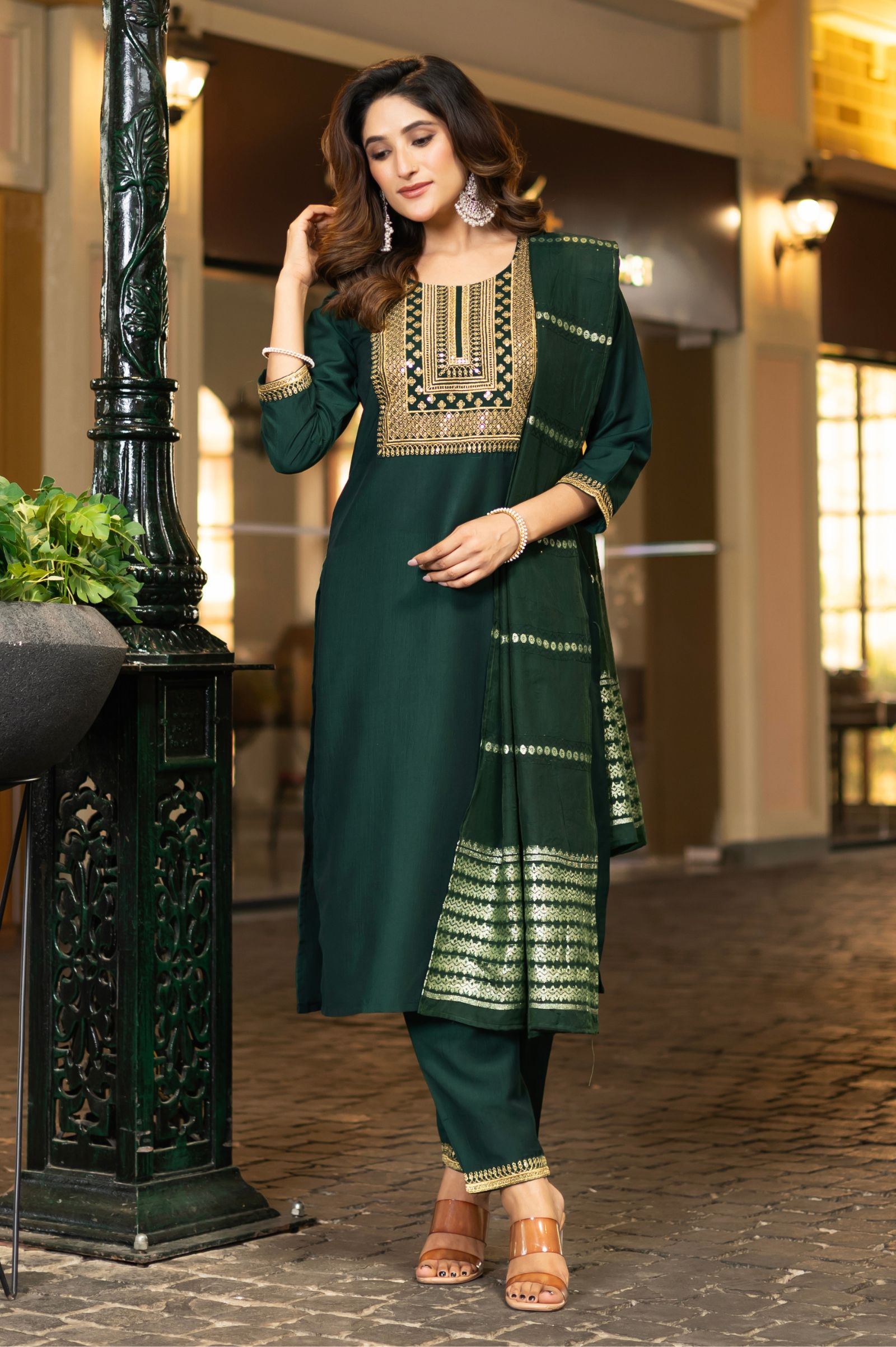 Emerald Royale Embroidered Kurta Set