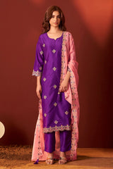 Royal Orchid Embroidered Kurta Set