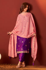 Royal Orchid Embroidered Kurta Set