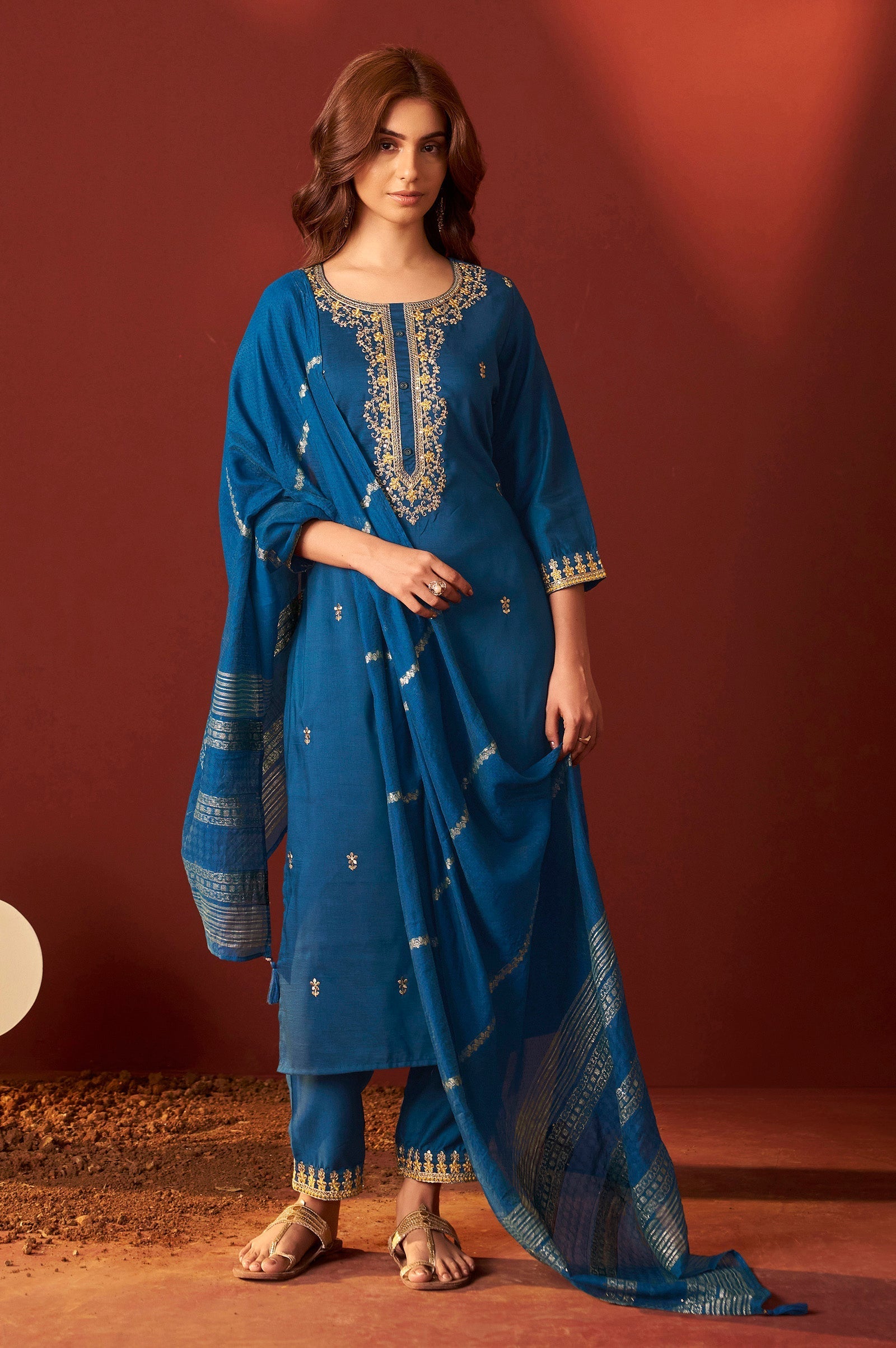 Azure Royale Embroidered Kurta Set
