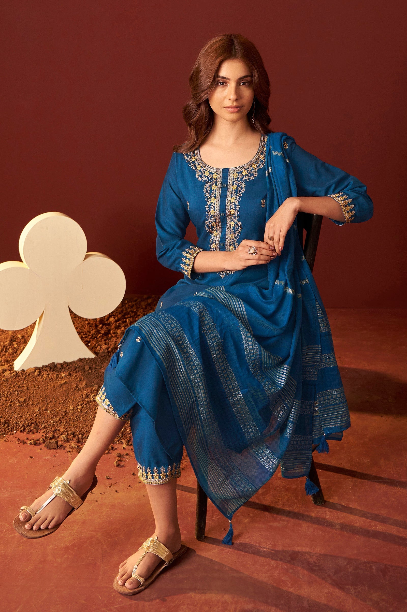 Azure Royale Embroidered Kurta Set