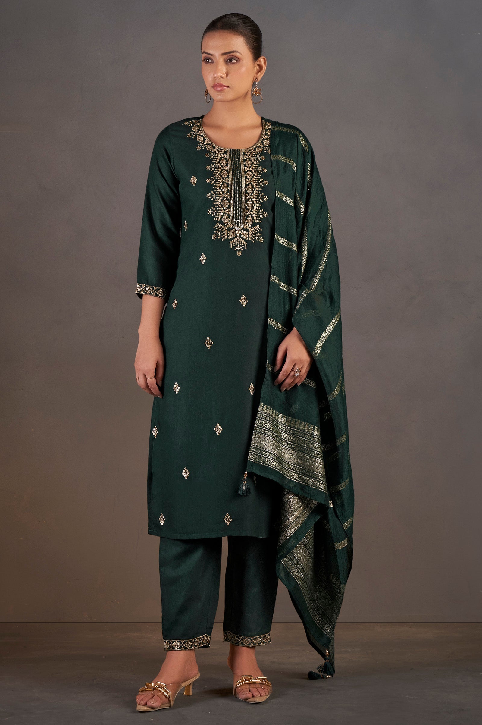 Emerald Royale Sequined Kurta Set
