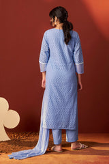 Sky Grace Schiffli Kurta Set