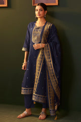 Midnight Royale Jacquard Kurta Set