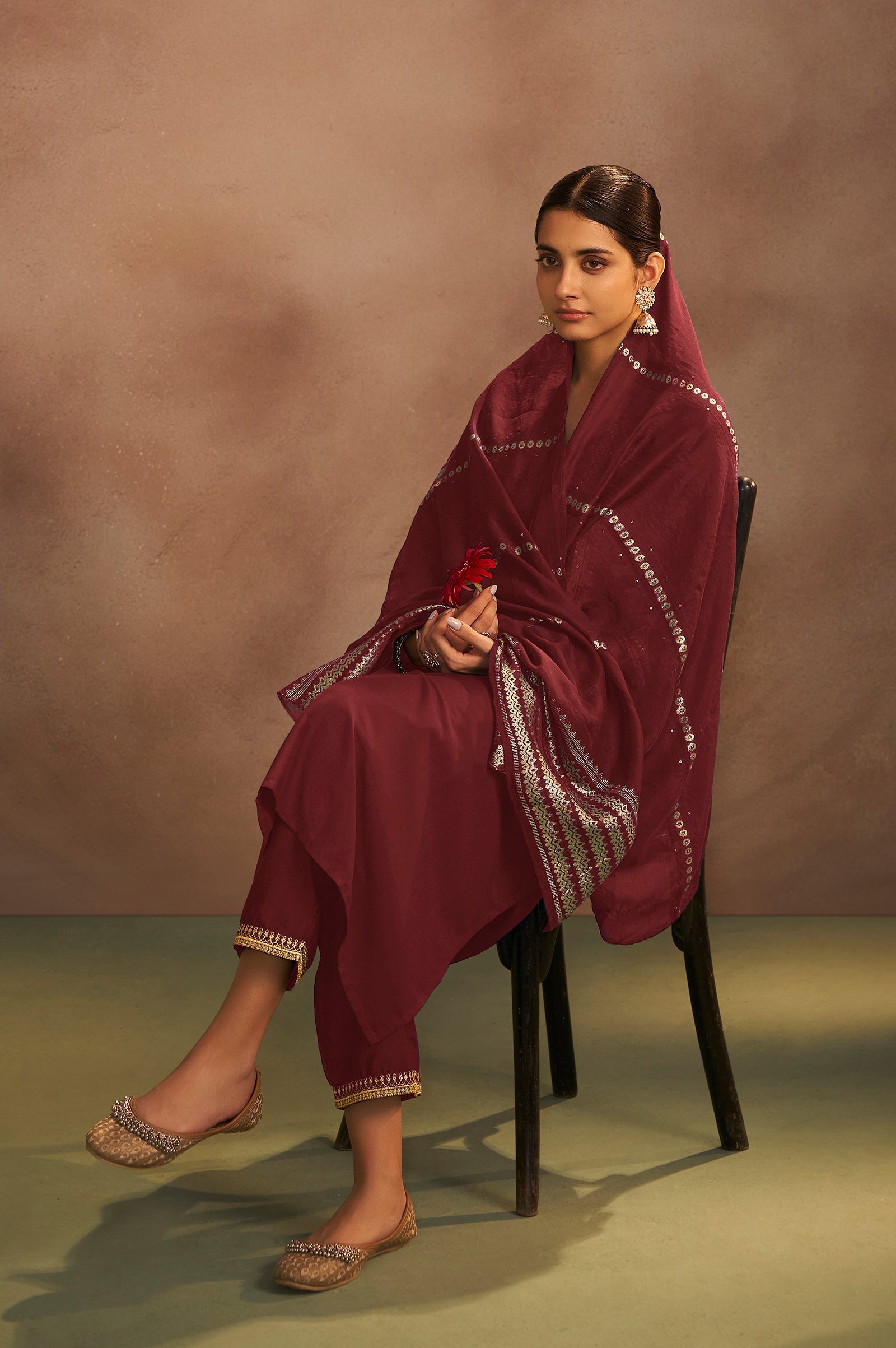 Terracotta Royale Embroidered Kurta Set