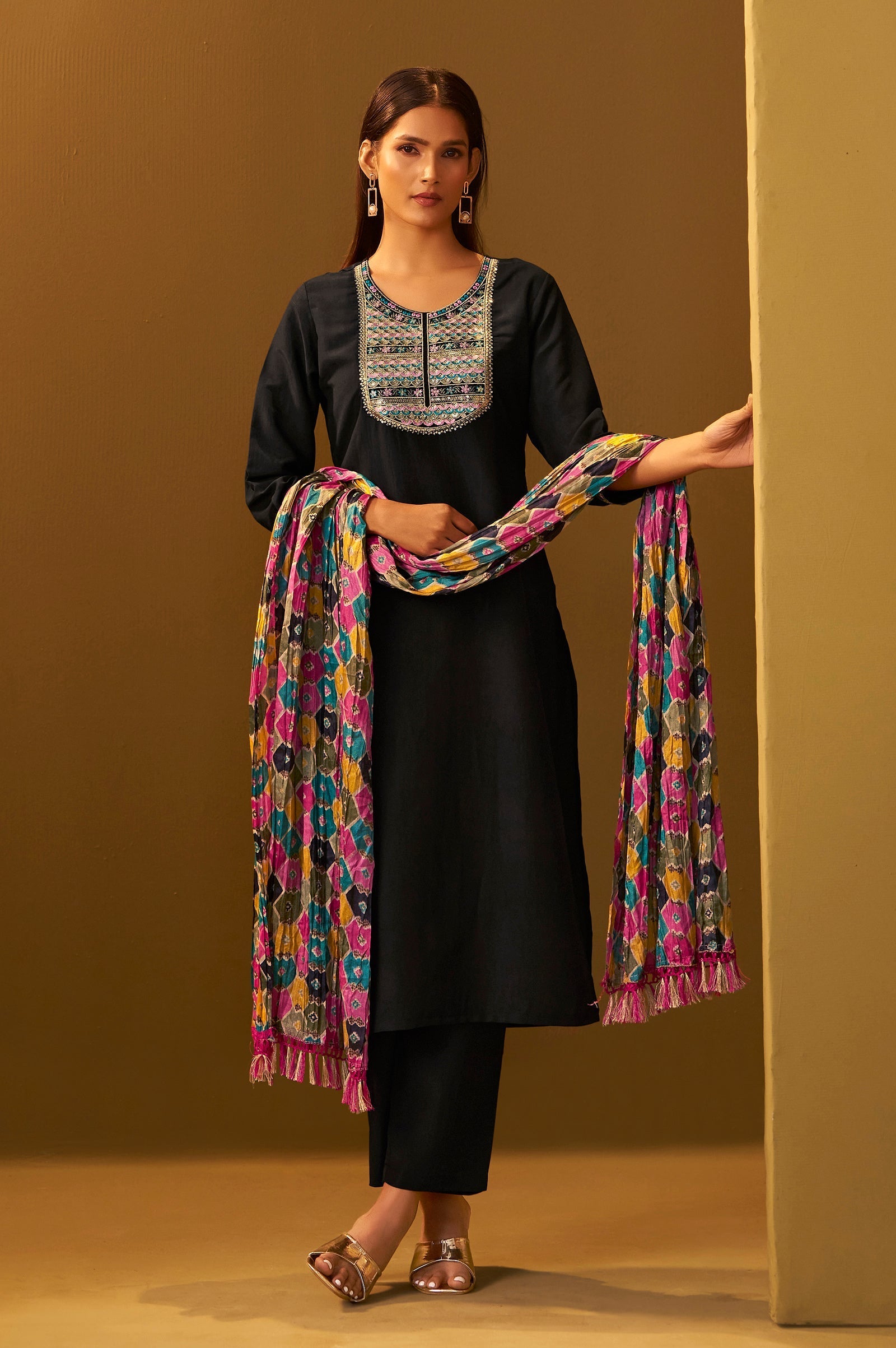 Midnight Noir Embroidered Kurta Set