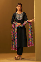 Midnight Noir Embroidered Kurta Set
