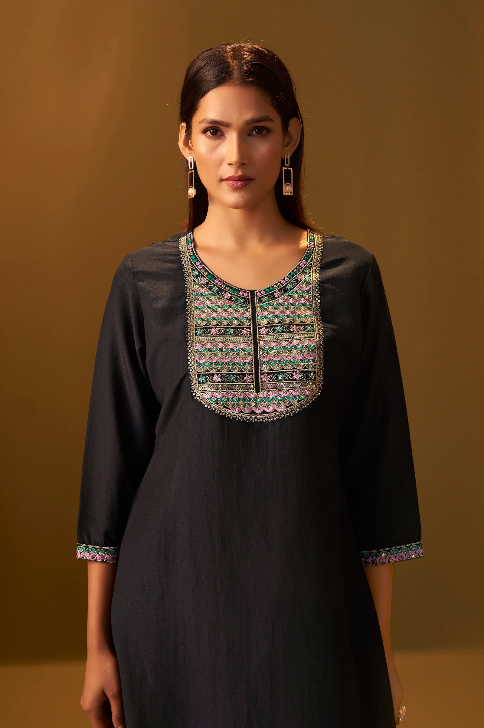 Midnight Noir Embroidered Kurta Set
