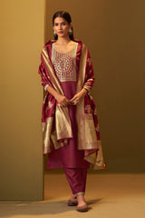 Ruby Royale Jacquard Kurta Set