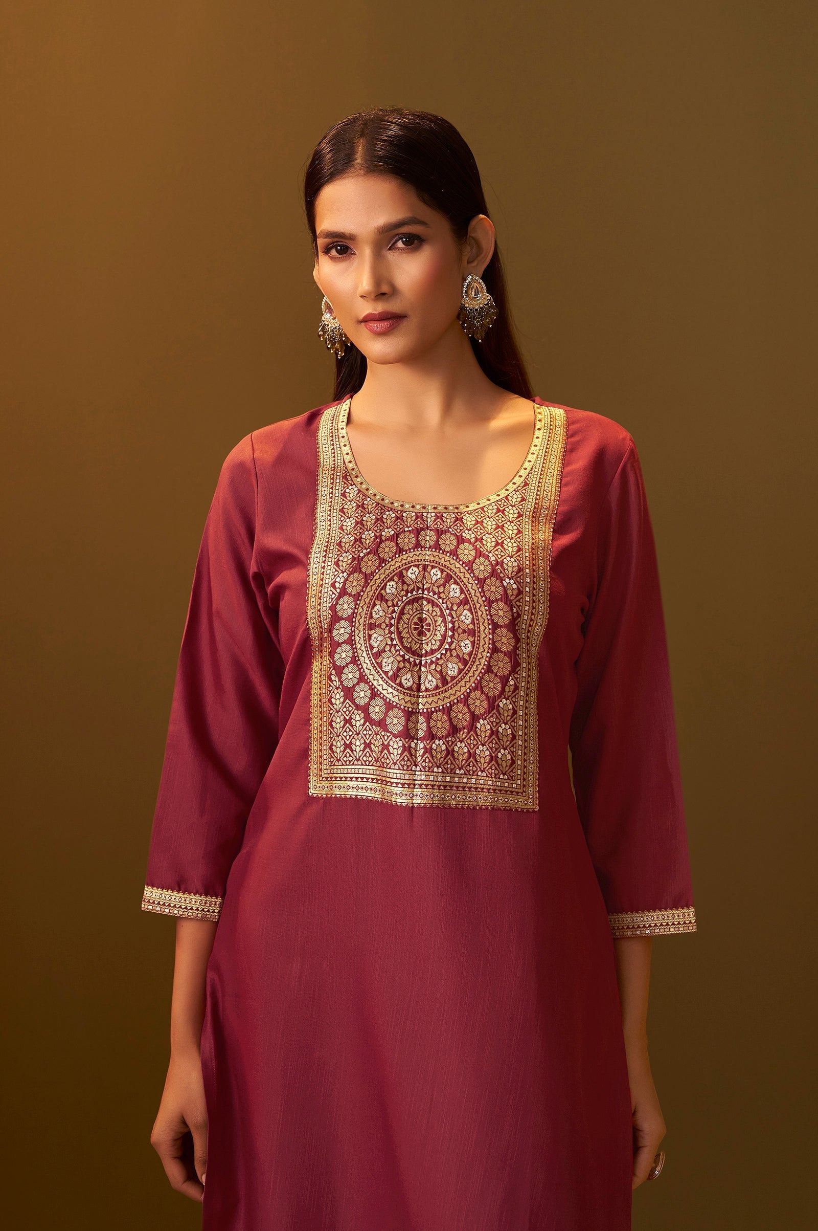 Ruby Royale Jacquard Kurta Set