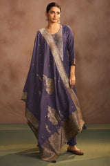 Lilac Royale Jacquard Kurta Set