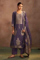 Lilac Royale Jacquard Kurta Set